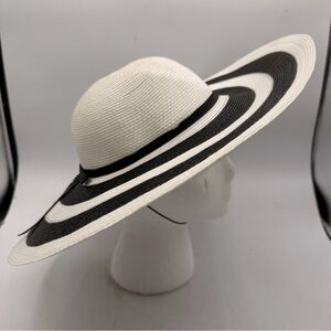 Wide Brim Black & White Striped Sun Hat – Statement Summer Hat